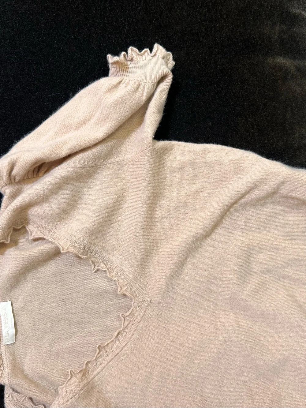 Ulla Johnson  $370 Polline Cashmere Frilled Short-Sleeve Sweater Cashmere SMALL